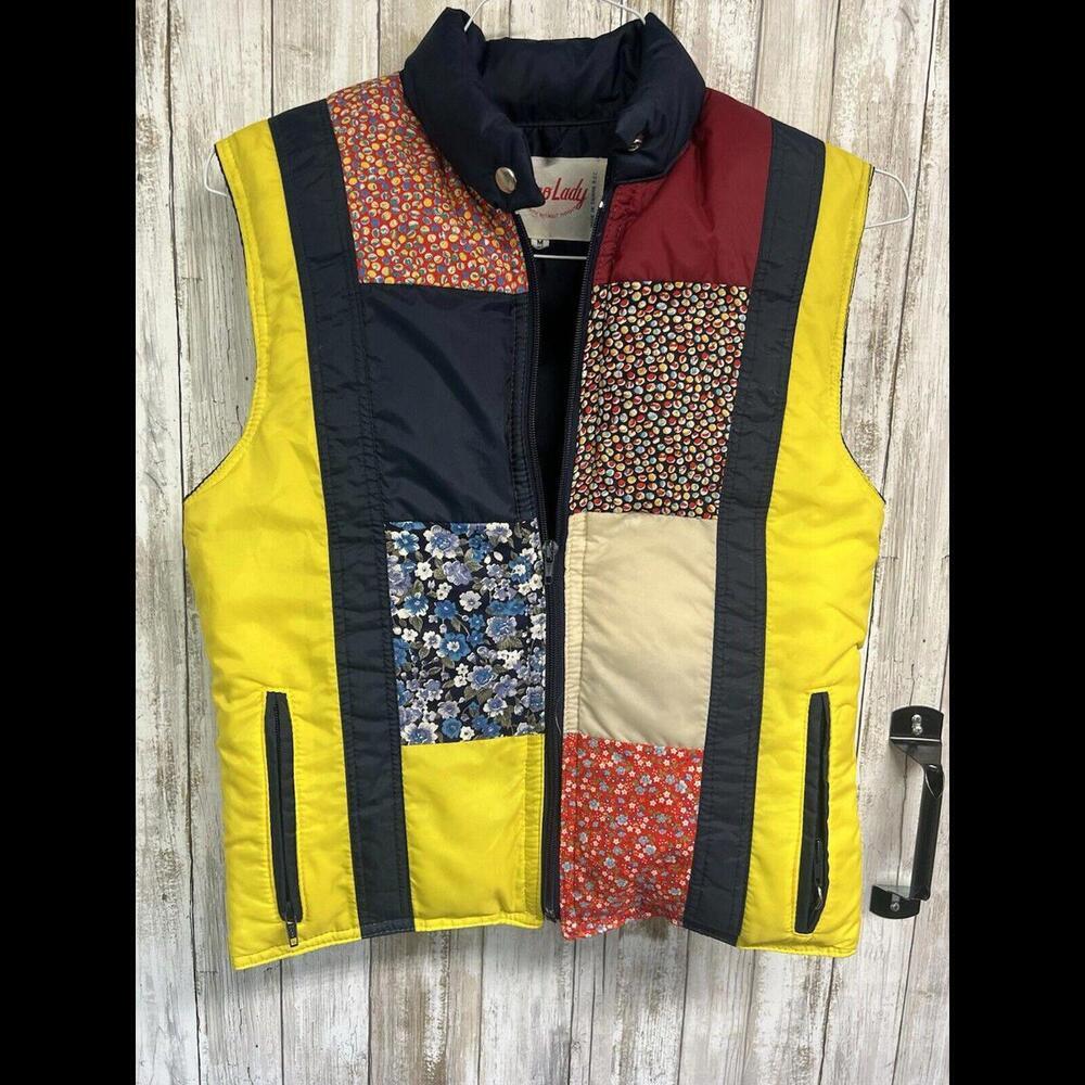Vintage Patchwork Insulated Sno Lady Ski‎ Vest Medium Vintage